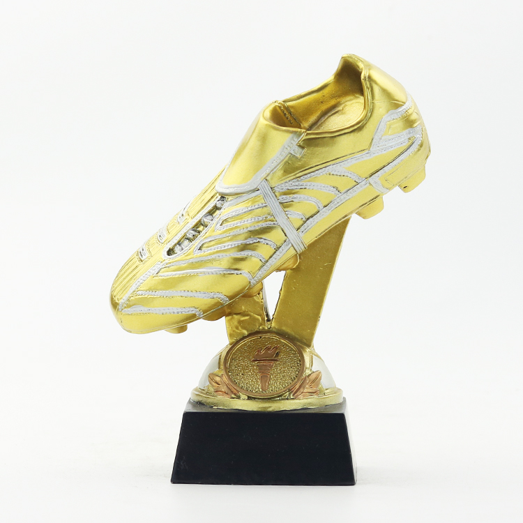 新款 树脂足球金靴奖杯 人物奖杯金属奖牌定制工厂直销工艺品1669
