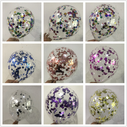12-Inch 2.8G Transparent Paper Scrap Balloon/Color Aluminum Foil Sequin Balloon/Decoration Balloon
