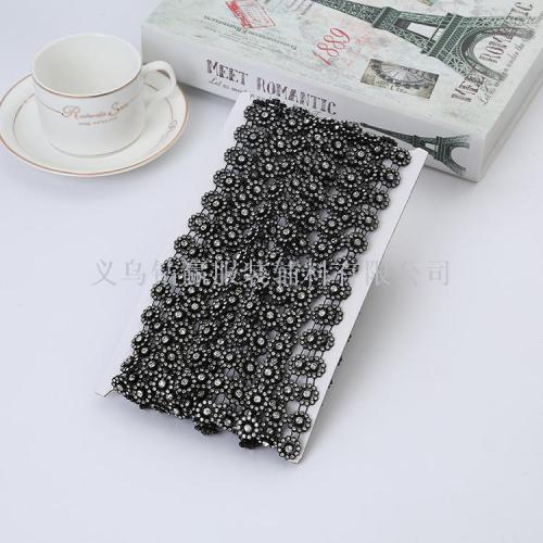2019 New Single Black Background Sunflower a Crystal Line Drill Gang Drill Ornament Accessories Clothing Accessories