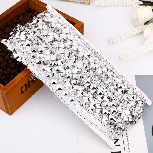2019 Single Silver Pyramid Chain Line Drill Gang Drill Ornament Accessories Clothing Accessories