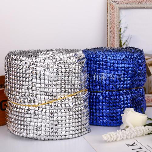 2019 new 20 rows blue silver glossy pyramid line drill gang drill ornament accessories clothing accessories