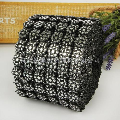 2019 New 6 Rows Black Flower Shape Line Drill Gang Drill Ornament Accessories Clothing Accessories