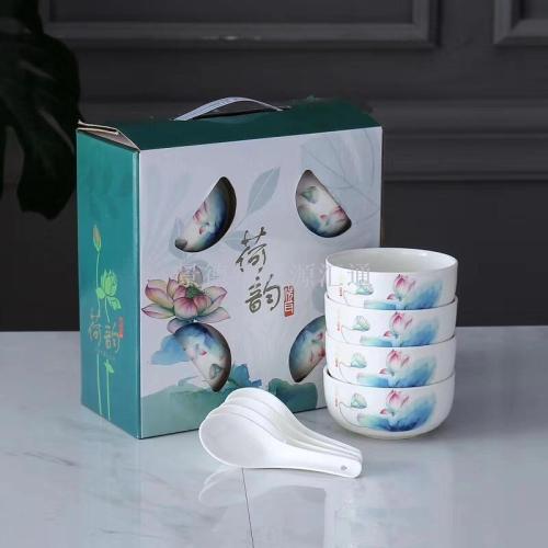 ceramic promotional gifts bowl chopsticks ceramic bowl rice bowl plate rice bowl ceramic tableware gift set
