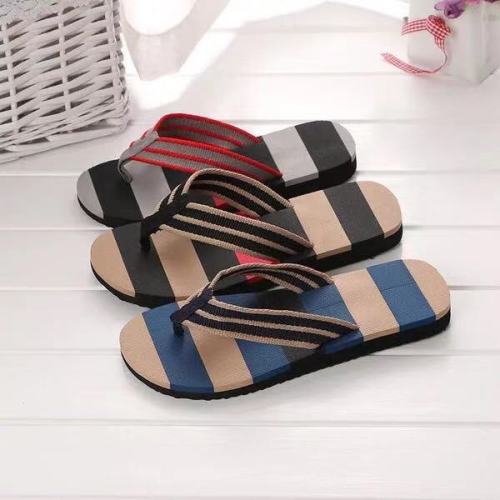 men‘s eva slippers non-slip striped korean style sandals summer fashion beach flip flops factory wholesale