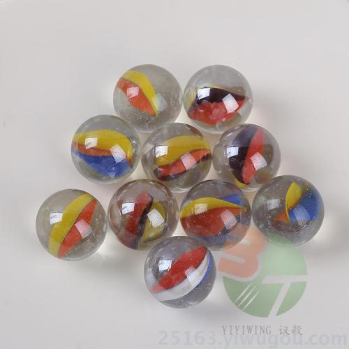 20 PCs 25mm Red Yellow Blue High White Three Flowers Micro Glass Bead 25mm Large Color Marbles