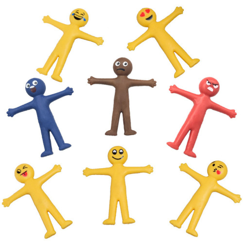 creative soft rubber yellow villain doll smiley face expression stretchable folding office decoration vent new hot sale