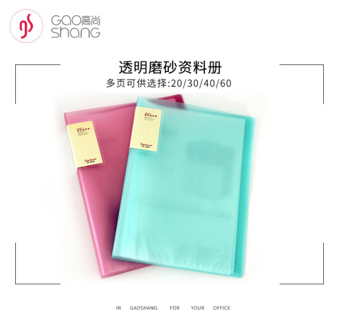 transparent frosted a4 data book 20/30/40/60 pages office supplies test paper file book noble df20as