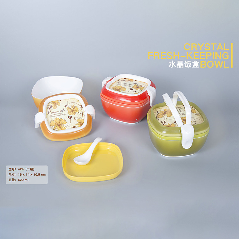 The manufacturer supplies new candy color environmental friendly crystal double-layer lunch box oval