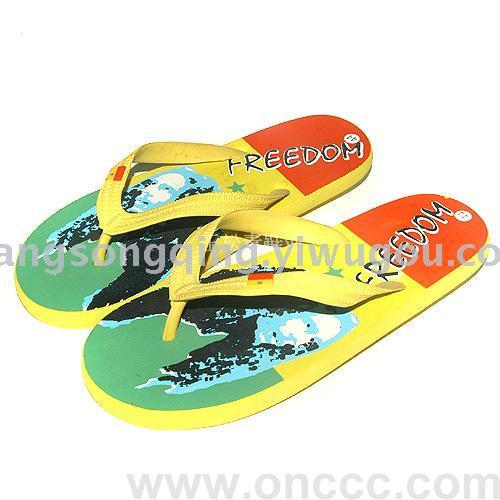 foreign trade pe rubber beach flip flops slippers printing world cup fg men‘s flip-flops brazil slippers factory