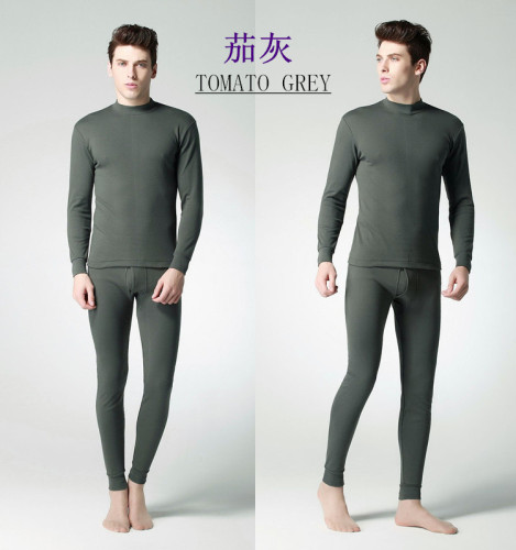 Deer Chasing Men‘s Combed Cotton Underwear Set Cotton Autumn Clothes Long Johns Thermal Underwear round Neck Middle Collar Inner Suit
