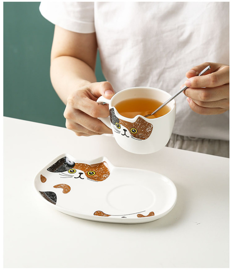 Supply Japanese cat ceramic coffee cup saucer cartoon cute coffee cup ...