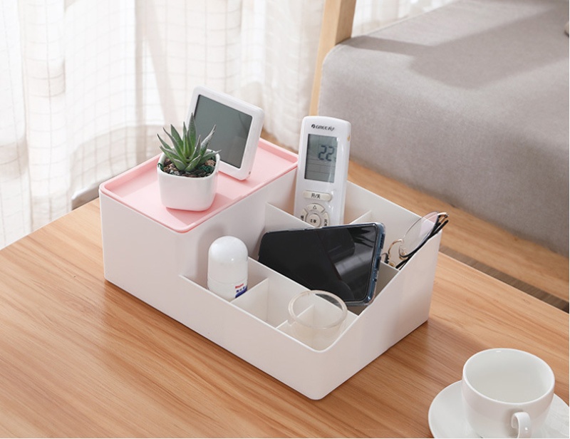 办公室便利贴笔桌面收纳盒 多功能塑料收纳盒_学友塑料日用品_义乌