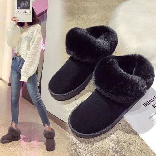 Women‘s Snow Boots Winter Short Korean Style Versatile Student Platform Cotton-Padded Boots Trendy Fleece-Lined Thickened