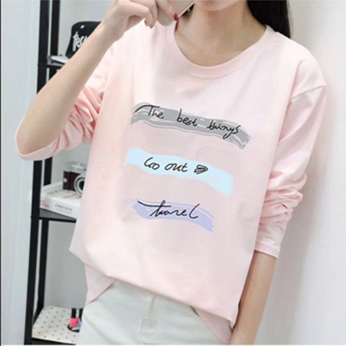 2020 spring and autumn women‘s long-sleeved bottoming shirt new top collar printing women‘s long-sleeved t-shirt stall supply wholesale
