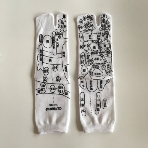 Factory Wholesale TikTok Same Style Two-Finger Hole Socks Health Socks Foot Socks Acupuncture Point Diagram Socks