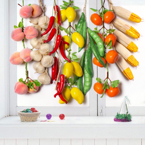 simulation local specialty string fake fruit vegetable corn garlic agritainment decoration style restaurant fake flower hanging pendant