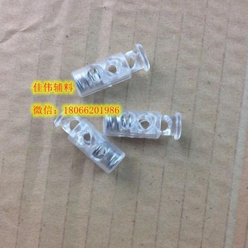 factory direct sales 2.4cm double hole transparent spring buckle nylon white spring buckle black cylindrical double hole spring buckle