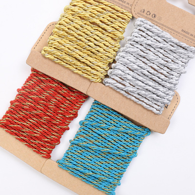 Manufacturers direct 3 color gold wire floating rope paper bag gift box hand rope spot wholesale