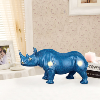Resin Crafts Modern Minimalist Blue Rhinoceros Home Decoration Decoration Creative Living Room TV Cabinet Small Ornament