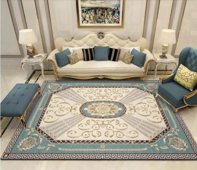 中国风客厅茶几地毯新中式复古风禅意茶室地垫卧室床边毯