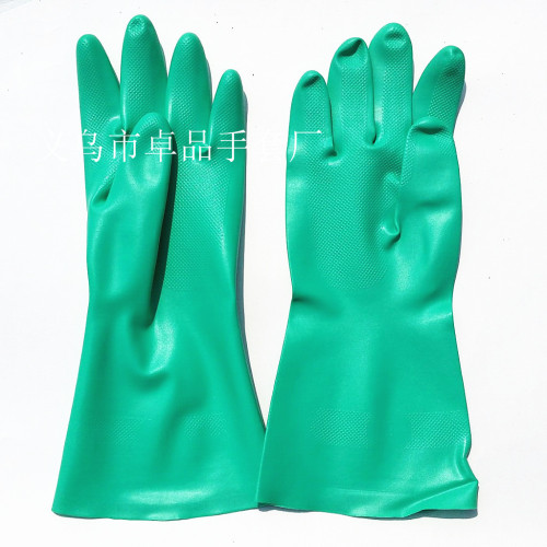 oil-resistant green nitrile gloves cleaning gloves industrial protective latex dishwashing rubber labor protection gloves