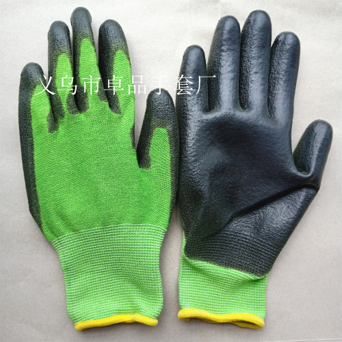 bamboo fiber dipped black pu garden work gloves men‘s women‘s universal fishing labor protection work gloves
