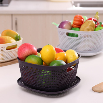 方型镂空带盖洗菜篮蔬菜沥水筛厨房菜水果收纳篮storage basket