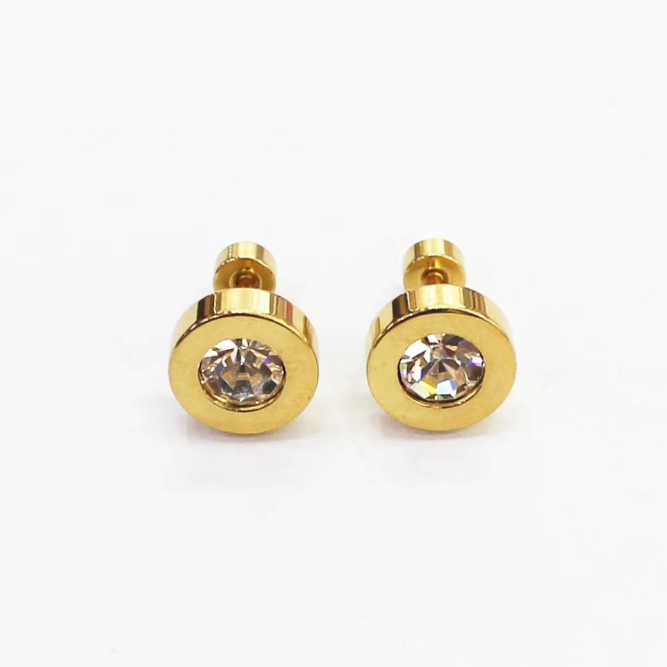 Stainless steel, genuine gold earrings