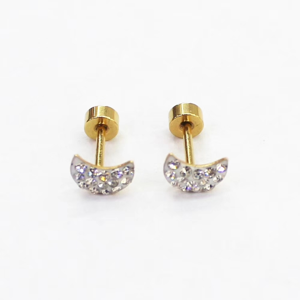 Stainless steel, genuine gold earrings