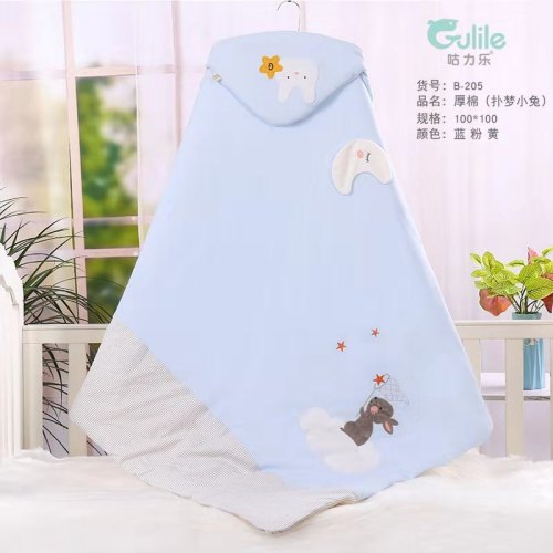 Newborn Swaddling Blanket Baby Born Baby‘s Blanket Autumn and Winter Thickening Warmth Retention Material Baby Swaddling Quilt Baby‘s Blanket Cartoon Embroidery Baby‘s Blanket