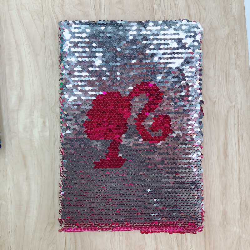 厂家批发定位绣亮片变色鱼鳞片本子美人鱼造型可翻转学生日记本_文燕