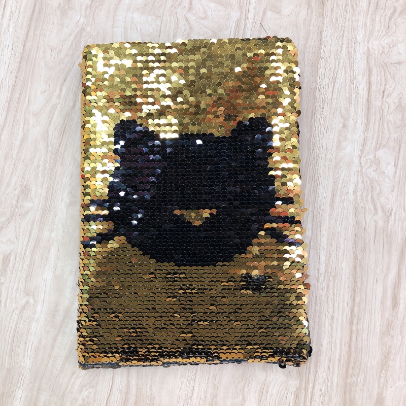 厂家批发定位绣变色鱼鳞片本子亮片造型可翻转趣味珠片学生日记本_文