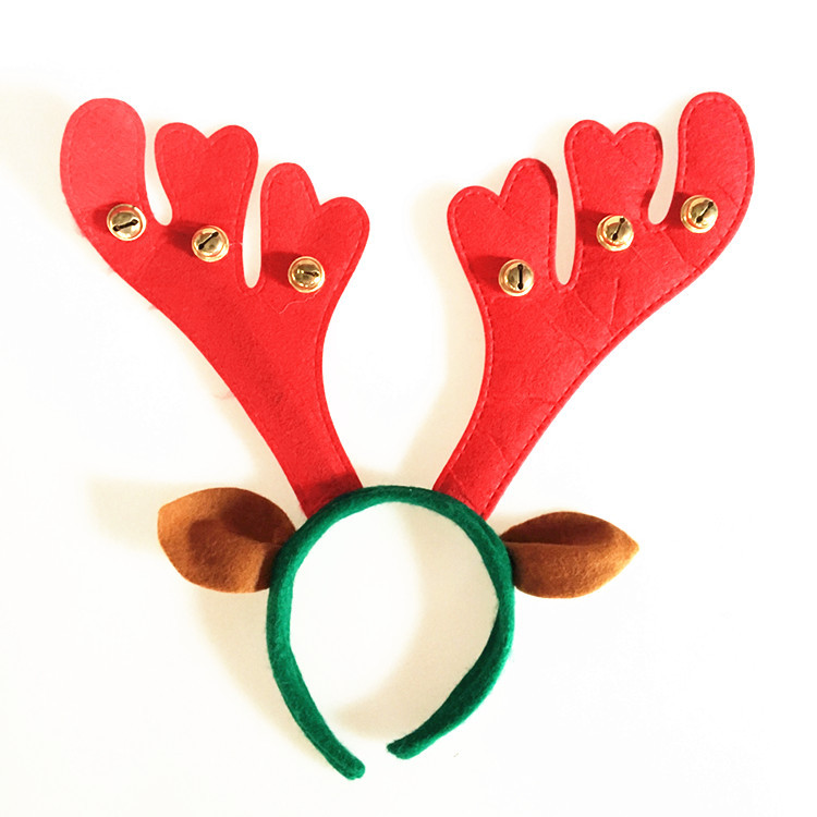 Rl314-2 Christmas antler headband non-woven red ear large bell antler headband Christmas head buckle