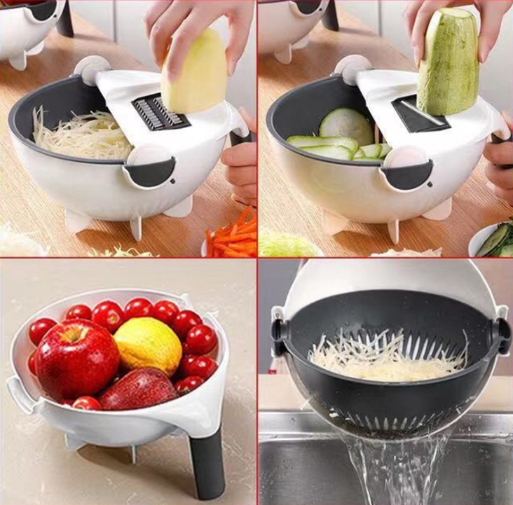 Nine-in-one multi-function vegetable cutter kitchen magic appliance household potato wire cutter brush radish grater potato chips