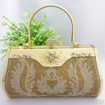 Golden phoenix tail diamond fashion hand-held wedding bag dinner bag evening bag cheongsam bag