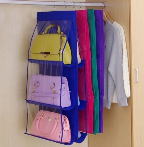 double-sided six-layer bag storage hanging bag handbag organize and organize bags hanging multi-layer see-through dustproof hanging bag