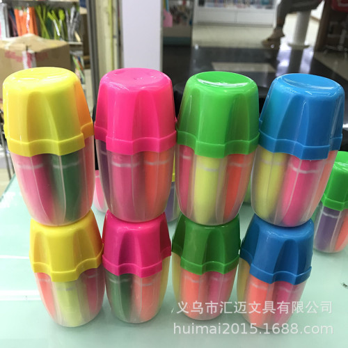new fluorescent pen mini children‘s oblique barrel shuttle drop shape colorful fluorescent pen cross-border