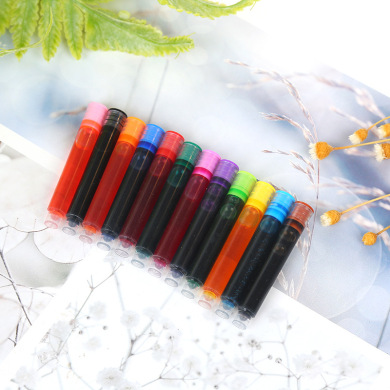 创意韩国小清新12色彩色墨囊学生直液式通用墨囊替换墨水囊标准