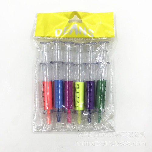 creative syringe syringe 6 colors oblique head fluorescent pen student fluorescent pen stationery wholesale taobao supply