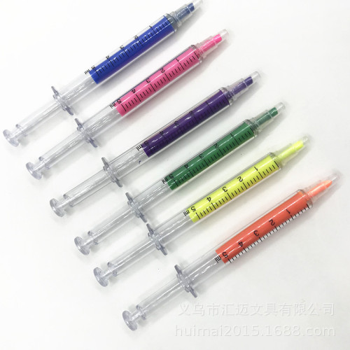 X Witness Syringe Fluorescent Pen Cartoon Cute Korean Creative Gift Wholesale Syringe Fluorescent Marking Pen
