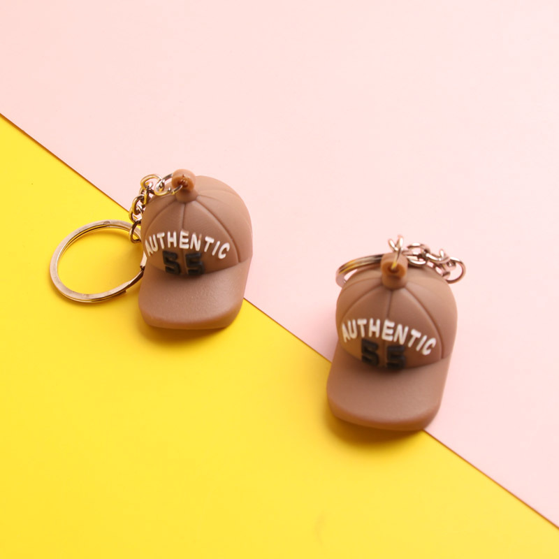 Cartoon Baseball Hat Keychain PVC Flexible Glue Key Pendants...