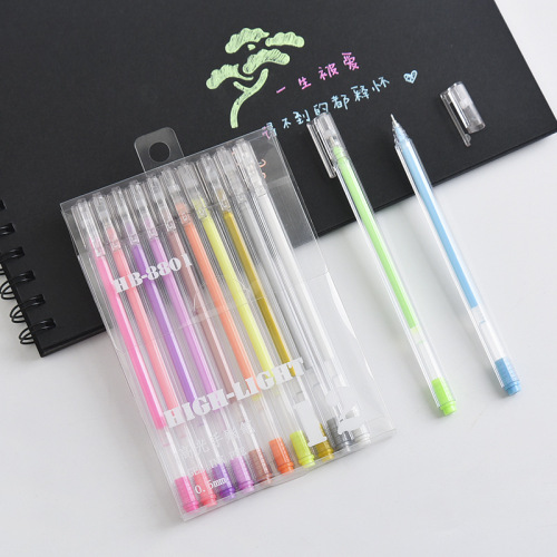 Japan and South Korea Stationery Color Fluorescent Pen Colorful Suit Glitter Pastel Highlight Stick 12 Colors/Boxed Student Stationery