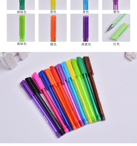 New Triangle Pole Ballpoint Pen Business Signature Pen Creative Stationery Supplies Plastic Simple Multi-Color Pen Wholesale