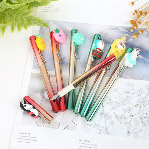 Factory Direct Sales Gradient Pen Color Cute Ink Sac Pen Calligraphy Pen Office Stationery Wholesale