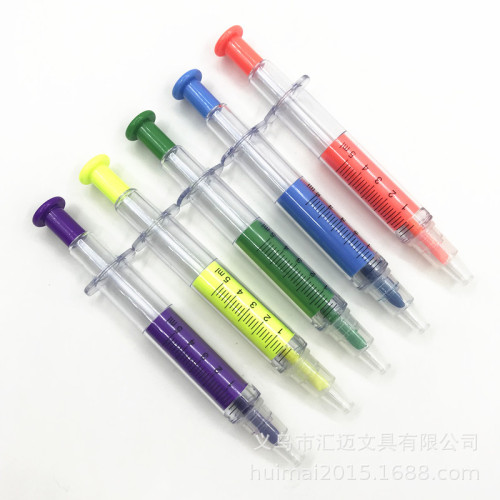 Factory Direct Sales Large Syringe Syringe Double-Headed Pen Fluorescent Pen Ballpoint Pen New Exotic Creative Syringe