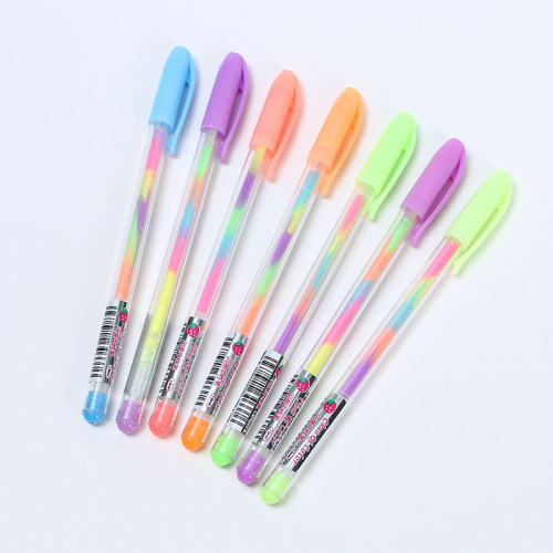 Hot Selling Korean Color Neutral Ball Pen Rainbow Fluorescent Pen Candy Color Gouache Pen Creative Student Stationery Wholesale