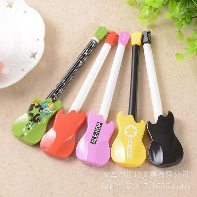 Japan and South Korea Stationery Wholesale Creative Cute Color Guitar Pen High Quality Plastic Advertising Gift Ballpoint Pen Stationery