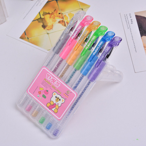 Supply Boxed Students‘ Supplies Flash Pen Color Gel Pen Color Ballpoint Pen Factory Direct Sales Wholesale