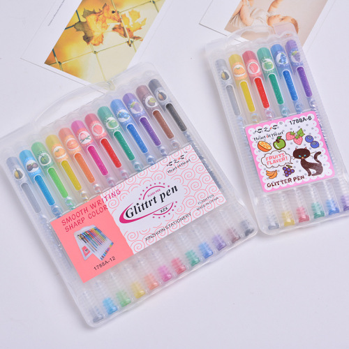 Supply Boxed Fragrance Glitter Pen Highlighter Color Gel Pen Factory Direct Wholesale