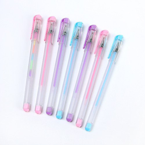 Factory Direct Sales Japanese and Korean Square Color Neutral Fluorescent Pen Gouache Pen Candy Color Rainbow Pen Student Stationery Wholesale